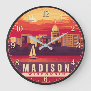 Reloj Redondo Grande Madison Wisconsin Sunset