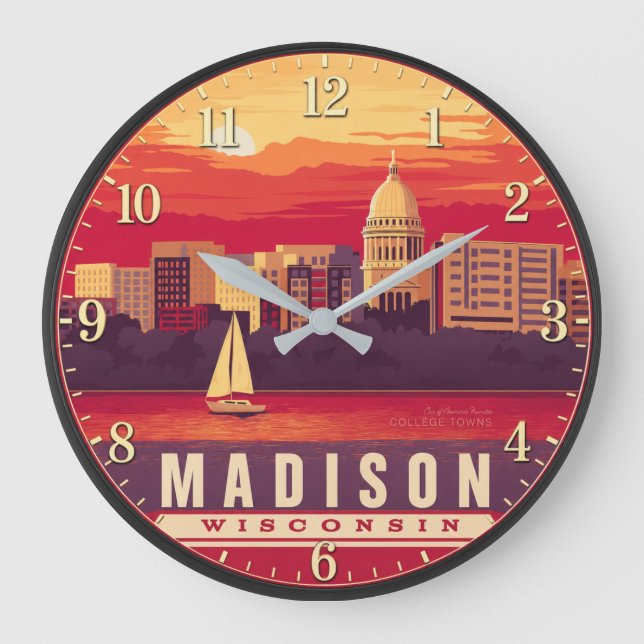 Reloj Redondo Grande Madison Wisconsin Sunset (Anverso)
