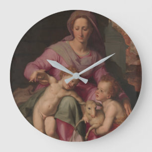 Reloj Redondo Grande Madonna y niño con San Juan Bautista