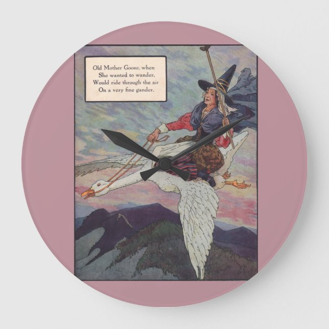 Reloj Redondo Grande Madre oca de los años 1920 montando su ganso gigan (Anverso)