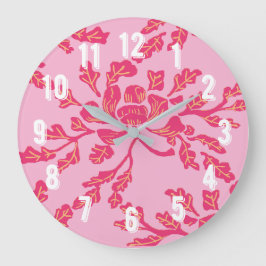 Reloj Redondo Grande Madroño de Peonía sinuoso en rosa y naranja