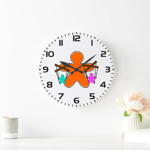 Reloj Redondo Grande Maestro de Titeres de Jengibre Controlando Persona