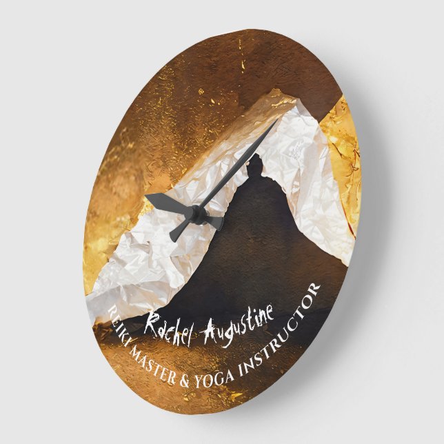 Reloj Redondo Grande Maestro Reiki del instructor de meditación de yoga (Ángulo)