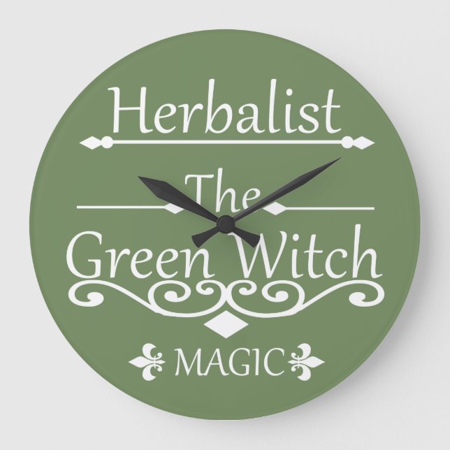Reloj Redondo Grande Magia de bruja verde herbolaria medicina natural (Anverso)