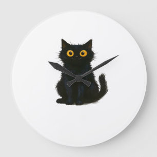 Reloj Redondo Grande Magia de Gato Negro � Arte de Gato de Halloween Li
