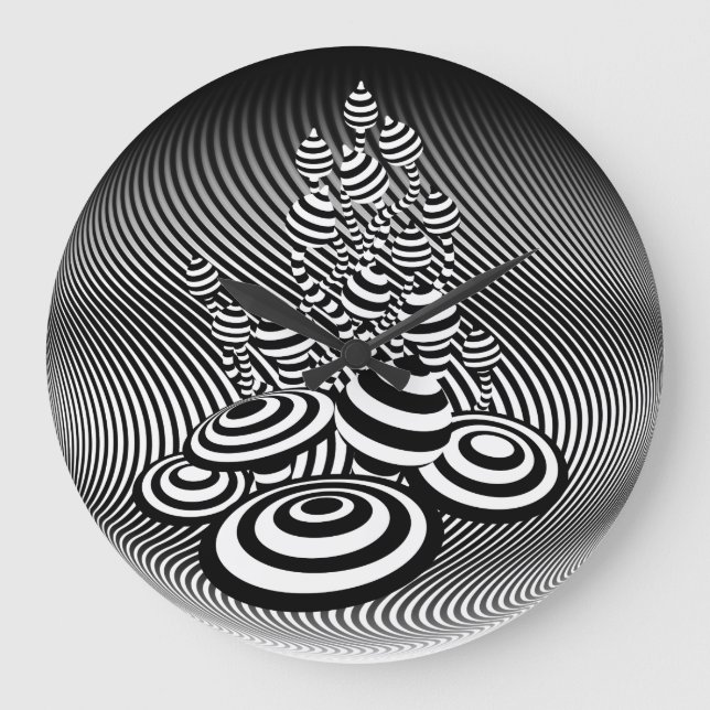 Reloj Redondo Grande Magia Mushrooms por diseño óptico Wall Clock. (Anverso)