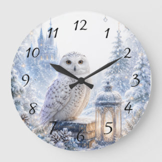 Reloj Redondo Grande Mágica Lechuza de Búho Nevado