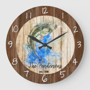 Reloj Redondo Grande Magnífica base acuática con señuelo de pesca de