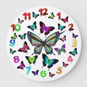 Reloj Redondo Grande Magníficas y exquisitas mariposas Morpho