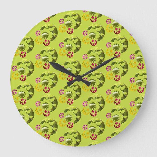 Reloj Redondo Grande magnífico estilo floral (Anverso)