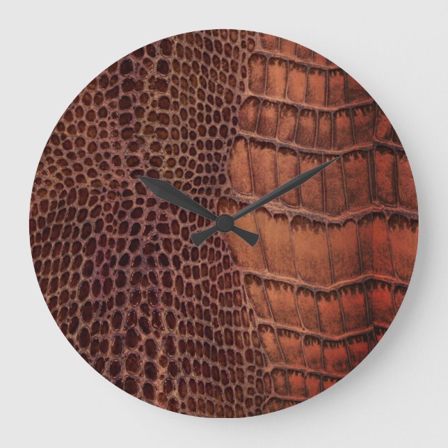 Reloj Redondo Grande Mahogany Alligator Classic Reptile Leather (Faux) (Anverso)