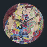 Reloj Redondo Grande Maiden (Virgen), Gustav Klimt, Art Nouveau vintage<br><div class="desc">La Maiden (conocida como La Virgen) (1913) de Gustav Klimt es un retrato de arte Art Nouveau de la época victoriana. Varias mujeres bostezando, estirando y durmiendo en una cama cubierta con coloridas mantas de mosaico. Sobre el artista: Gustav Klimt (1862-1918) fue un pintor sinfín austríaco y uno de los...</div>
