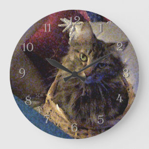 Reloj Redondo Grande Maine Coon Tabby Cat
