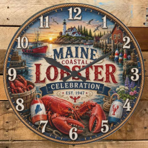 Reloj Redondo Grande Maine Lobster Festival Maine Harbor Lighthouse