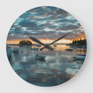 Reloj Redondo Grande Maine, Newagen, puerto deportivo al atardecer 1