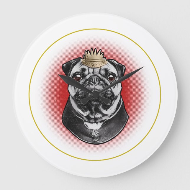 Reloj Redondo Grande Majestad Pug  (Anverso)