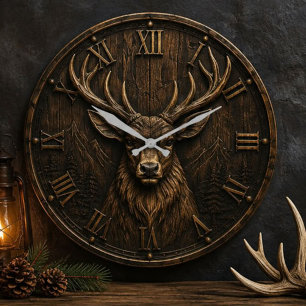 Reloj Redondo Grande Majestic Elk Rustic Wildlife Mountain Cabin Huntin