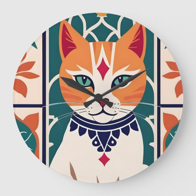 Reloj Redondo Grande Majestic Feline Charm (Anverso)