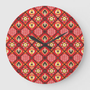 Reloj Redondo Grande Majólica italiana: Azulejos florales bordados.