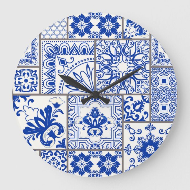 Reloj Redondo Grande Majólica victoriana: Patrón de mosaico de mosaico  (Anverso)