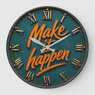 Reloj Redondo Grande Make It Happen Motivational