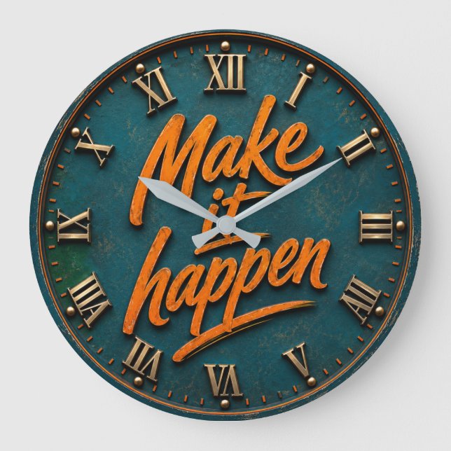 Reloj Redondo Grande Make It Happen Motivational (Anverso)