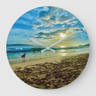 Reloj Redondo Grande Makena Soñando - Gran Atardecer en la Playa de Mau