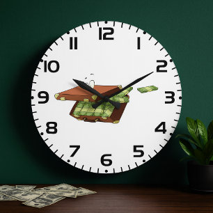 Reloj Redondo Grande Maleta personalizado llena de paquetes de dinero e