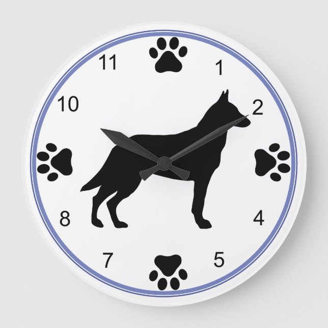 Reloj Redondo Grande Malinois Silhouette (Anverso)