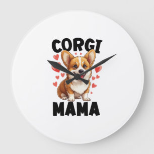 Reloj Redondo Grande Mamá Corgi - Mama Corgi Adorable