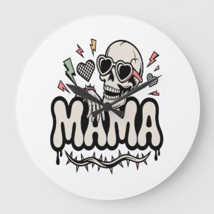 Reloj Redondo Grande Mamá divertida de Halloween calavera genial