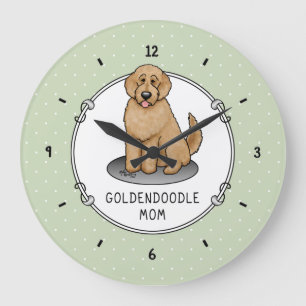 Reloj Redondo Grande Mamá Doodle Mamá Doodle Mamá (rojo dorado) Perro m