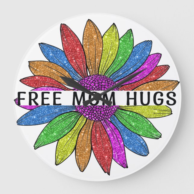 Reloj Redondo Grande Mamá libre abraza a LGBTQIA+ Apoyo al Orgullo (Anverso)