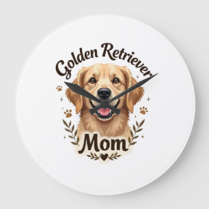 Reloj Redondo Grande Mamá Retriever Dorado Vintage Tipografía Amante de
