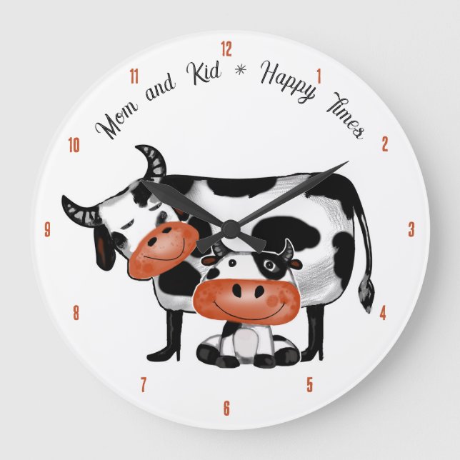 Reloj Redondo Grande Mamá y niño * Happy Times Wall Clock (Anverso)
