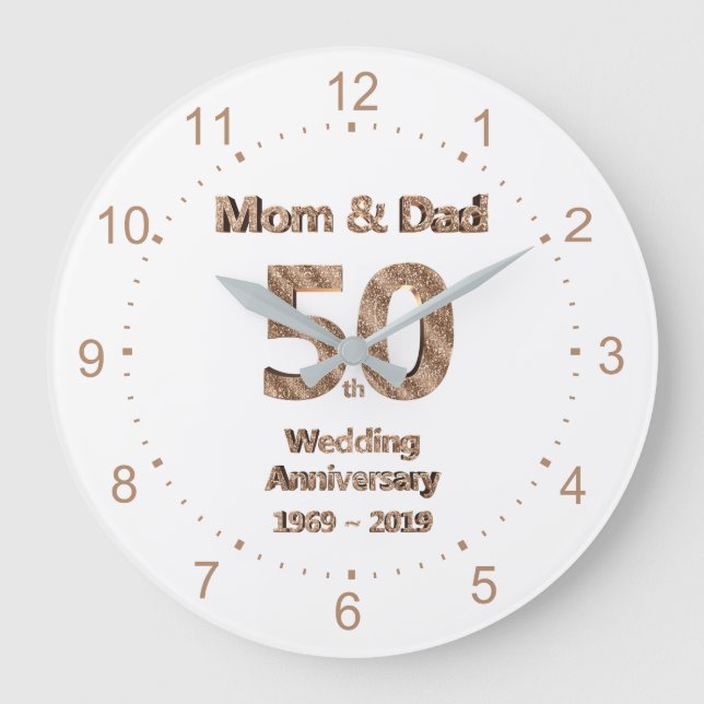 Reloj Redondo Grande Mamá y papá 50° aniversario Boda 2019 (Anverso)