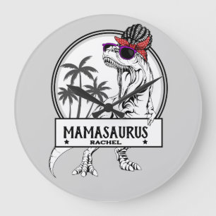 Reloj Redondo Grande Mamasaurus Mom T rex Dino Funny Nombre personaliza