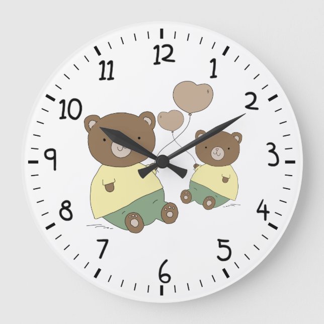 Reloj Redondo Grande Mami and Baby Teddy Bear (Anverso)