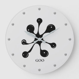 Reloj Redondo Grande mancha de goo negro abstracto moderno