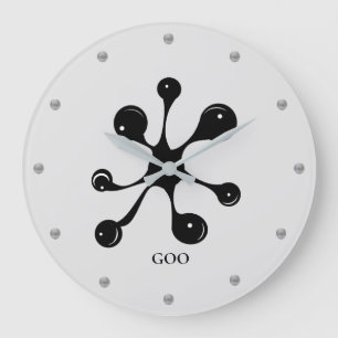 Reloj Redondo Grande Mancha de goo negro abstracto moderno