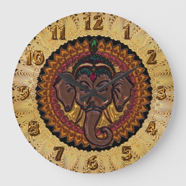 Reloj Redondo Grande Mandala Adorable Elephant Metallizer (Anverso)