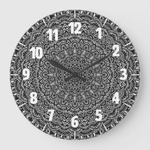 Reloj Redondo Grande Mandala blanco y negro del zen
