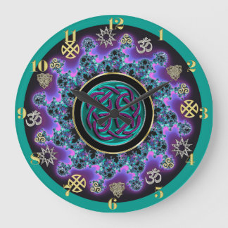 Reloj Redondo Grande Mandala celta con símbolos místicos
