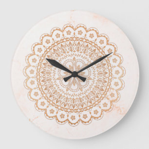 Reloj Redondo Grande Mandala color de rosa del oro