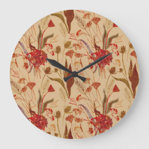 Reloj Redondo Grande Mandala colorida, patrón étnico vintage.