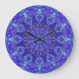 Reloj Redondo Grande Mandala de color azul romántico adorno arabesco