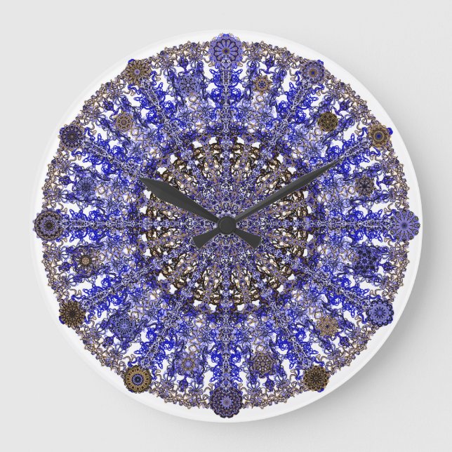 Reloj Redondo Grande mandala de diseño colorido en marroquí (Anverso)