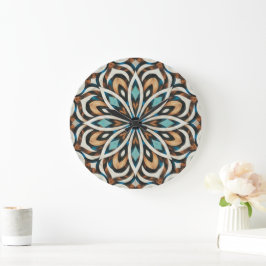 Reloj Redondo Grande Mandala de flores infinitas