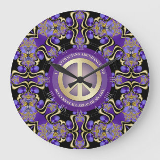 Reloj Redondo Grande Mandala de la Afirmación Purple PEACE