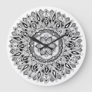 Reloj Redondo Grande Mandala de la flor con la semilla de la vida